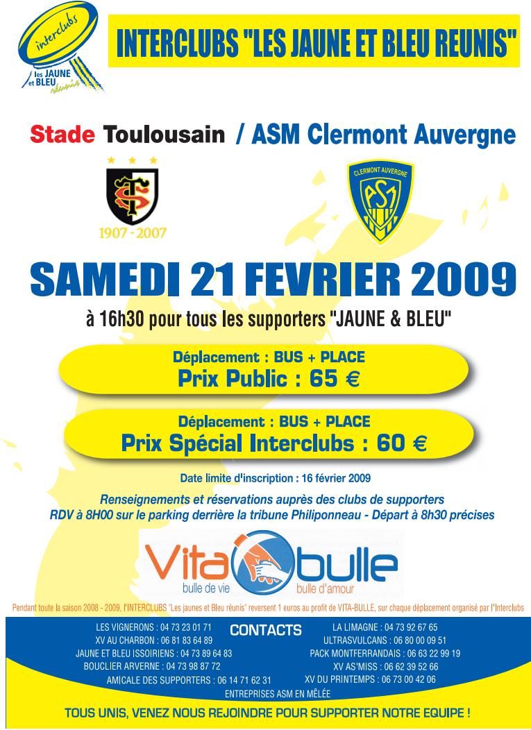 Infos Déplacement Toulouse, Interclubs